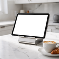 Appliance Recipe Tablet Marble Counter Kitchen Appliance Mockup | bulkmockup PNG Template | Transparent Display | Commercial Use | MockupBulk