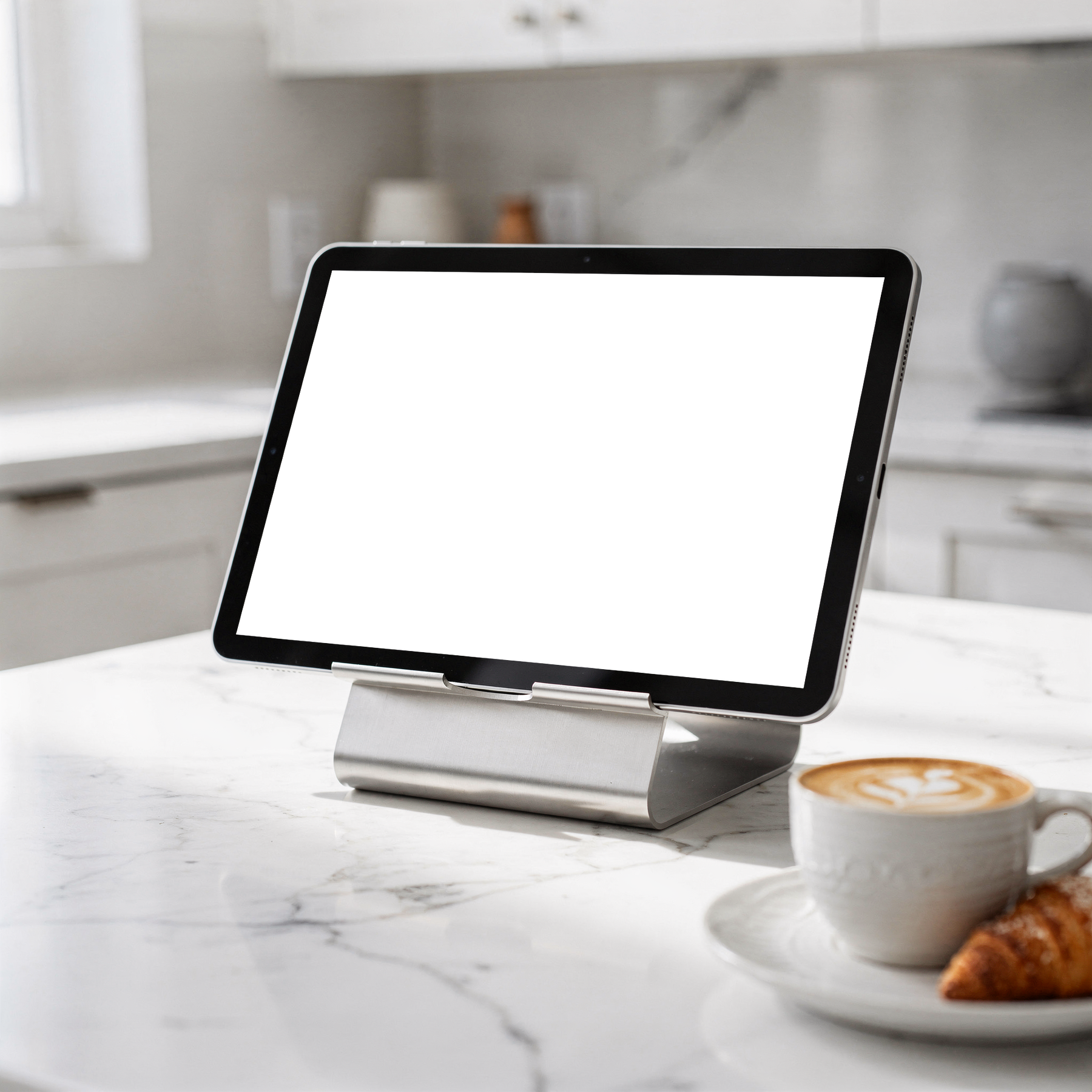 Appliance Recipe Tablet Marble Counter Kitchen Appliance Mockup | bulkmockup PNG Template | Transparent Display | Commercial Use | MockupBulk