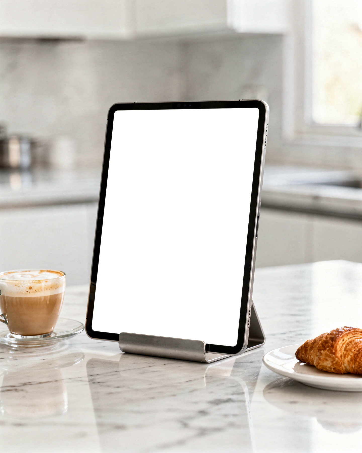 Kitchen Appliance Mockup | Appliance Recipe Tablet Marble Counter | Transparent Screen PNG Download | Commercial Licence | bulkmockup