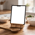 Kitchen Appliance Mockup | Appliance Recipe Tablet Wooden Stand | bulkmockup PNG Template | Transparent Display | Commercial Use | MockupBulk