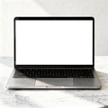 Laptop, Generic Open Marble Bg | Device Screen PNG | bulkmockup Template | For Portfolio & Showcase | MockupBulk