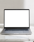 Laptop Mockup — Generic Open Marble Bg — High-Res PNG Mockup | bulkmockup | Commercial Licence | MockupBulk