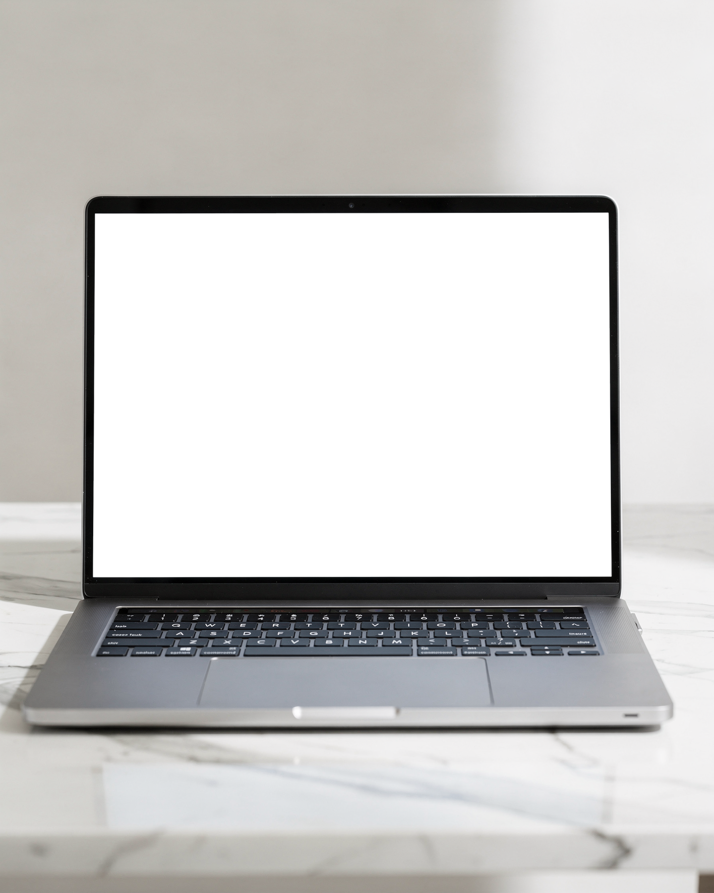 Laptop Mockup — Generic Open Marble Bg — High-Res PNG Mockup | bulkmockup | Commercial Licence | MockupBulk