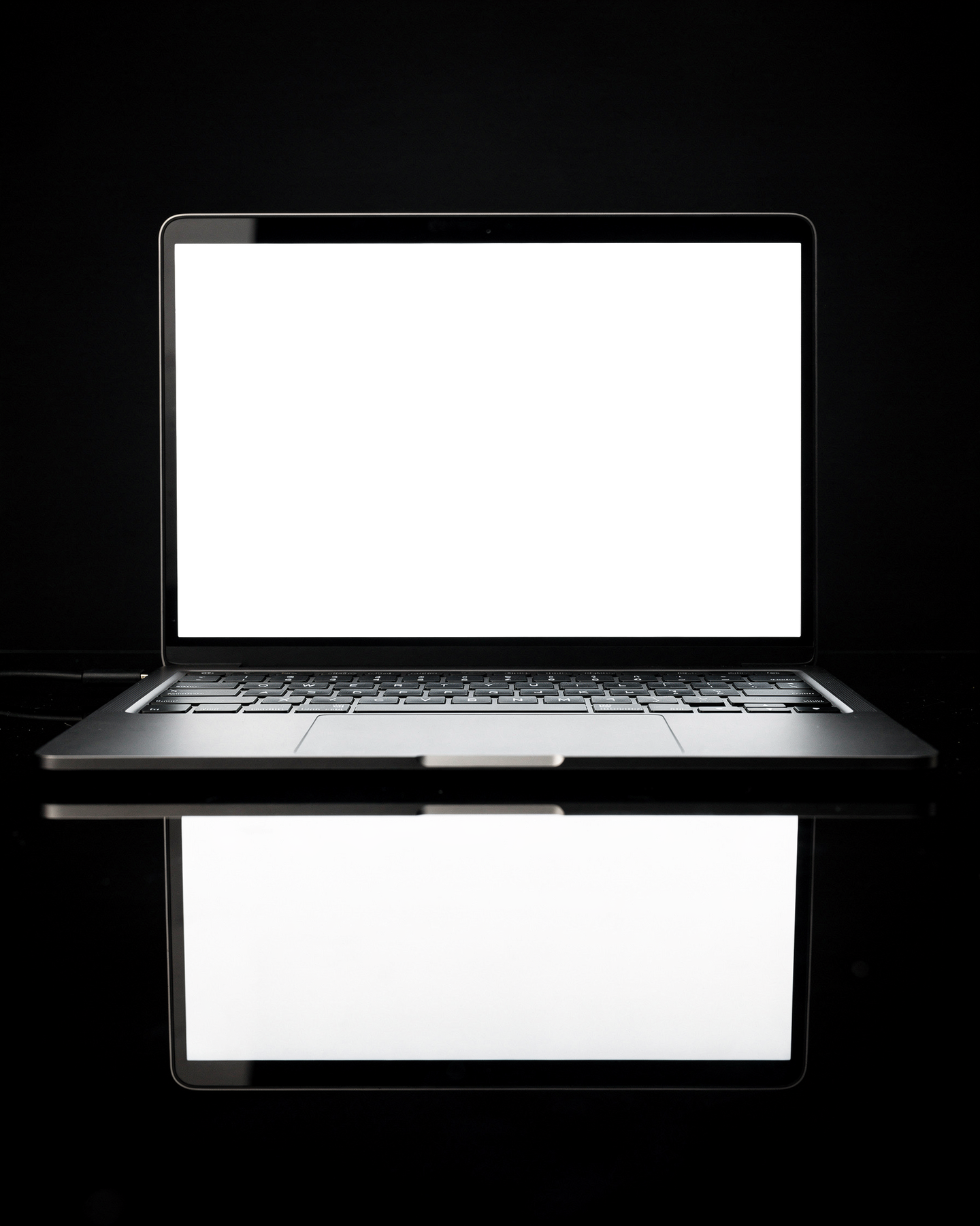 Laptop Mockup — Generic Reflection Glossy Black — Device Screen PNG | bulkmockup Template | For Portfolio & Showcase | MockupBulk
