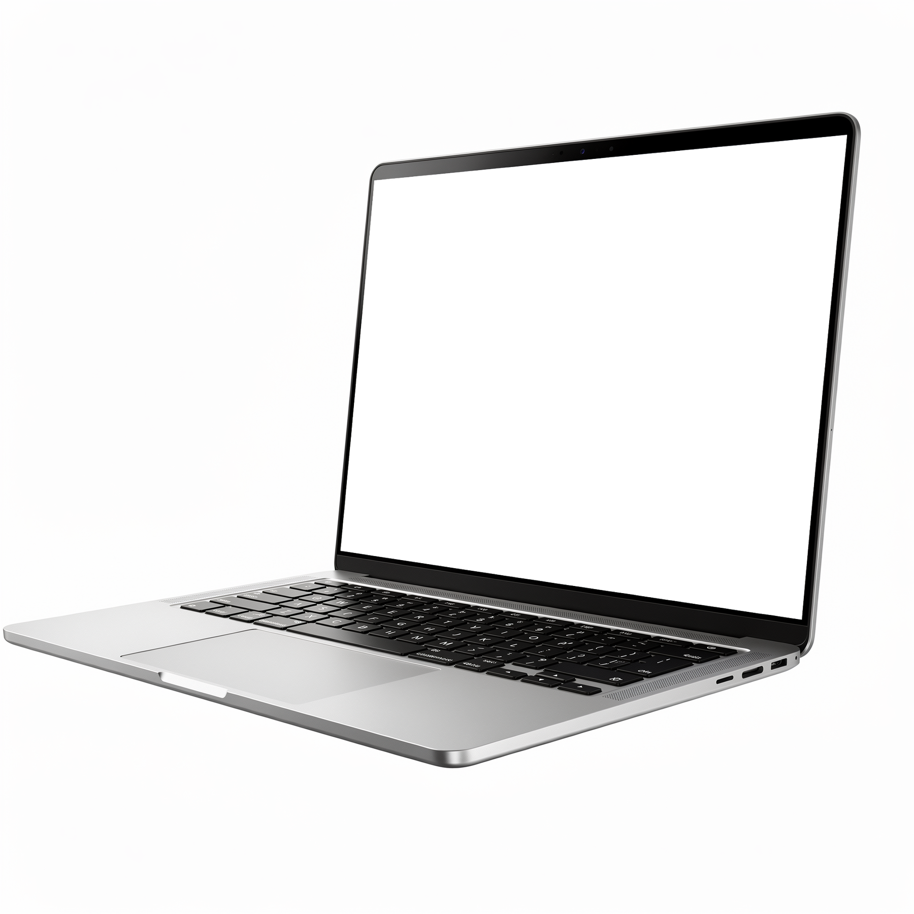 Laptop Mockup — Isolated Open Three Quarter — High-Resolution Transparent PNG | bulkmockup | Commercial Use | MockupBulk