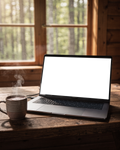 Laptop Mockup | No P Cabin Rustic | Device Screen PNG | bulkmockup Template | For Portfolio & Showcase | MockupBulk