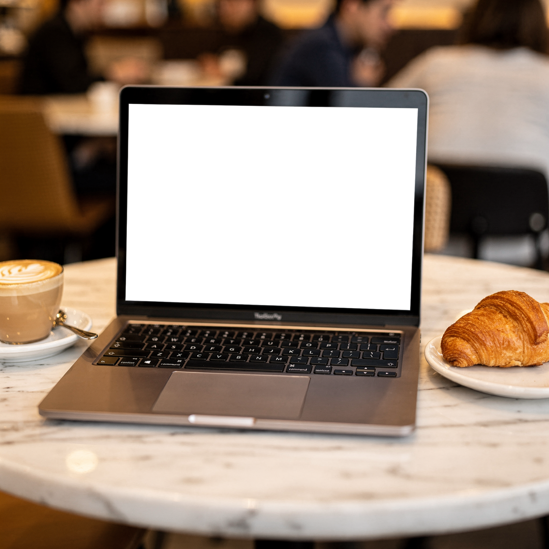 No P Cafe Table Latte Laptop Mockup | PNG Mockup Template | bulkmockup | For App & Web Designers | MockupBulk