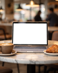 No P Cafe Table Latte Laptop Mockup | Device Mockup PNG | bulkmockup | Commercial Licence Included | MockupBulk