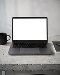 Laptop Mockup — No P Concrete Industrial — PNG Mockup Template | bulkmockup | For App & Web Designers | MockupBulk