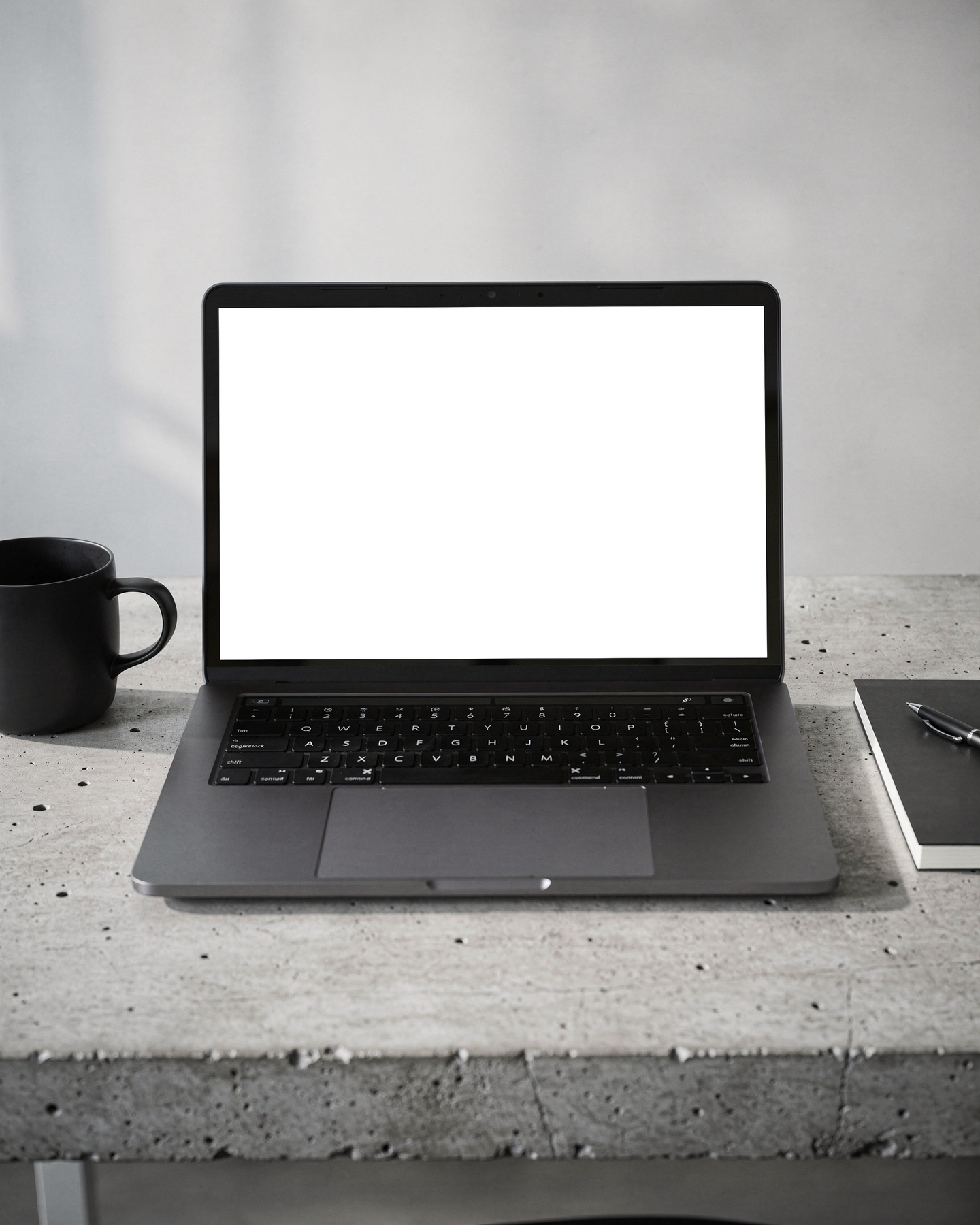 Laptop Mockup — No P Concrete Industrial — PNG Mockup Template | bulkmockup | For App & Web Designers | MockupBulk
