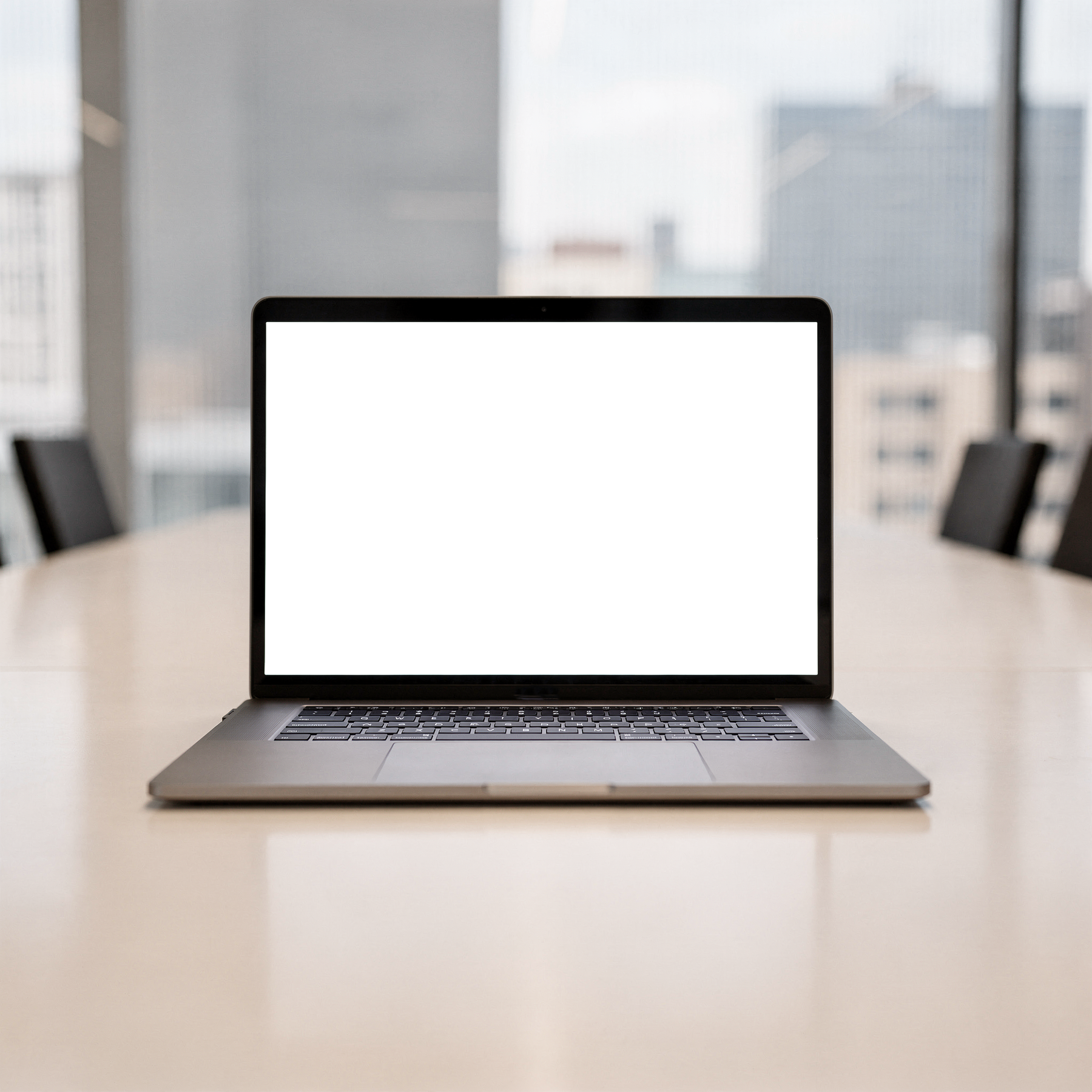 Laptop, No P Conference Table Empty | High-Resolution Transparent PNG | bulkmockup | Commercial Use | MockupBulk