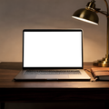 Laptop Mockup | No P Desk Dark Lamp | Instant PNG Download | Transparent Screen | Commercial Use | MockupBulk