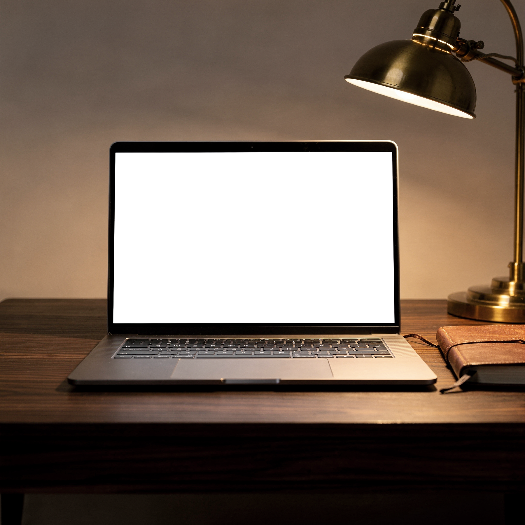 Laptop Mockup | No P Desk Dark Lamp | Instant PNG Download | Transparent Screen | Commercial Use | MockupBulk