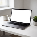 Laptop Mockup | No P Desk White Plant | Device Screen PNG | bulkmockup Template | For Portfolio & Showcase | MockupBulk