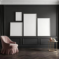 Art Deco Premium Interior Mockup — Plain Square Frame Square 1:1 — Perspective View — #04291 | MockupBulk