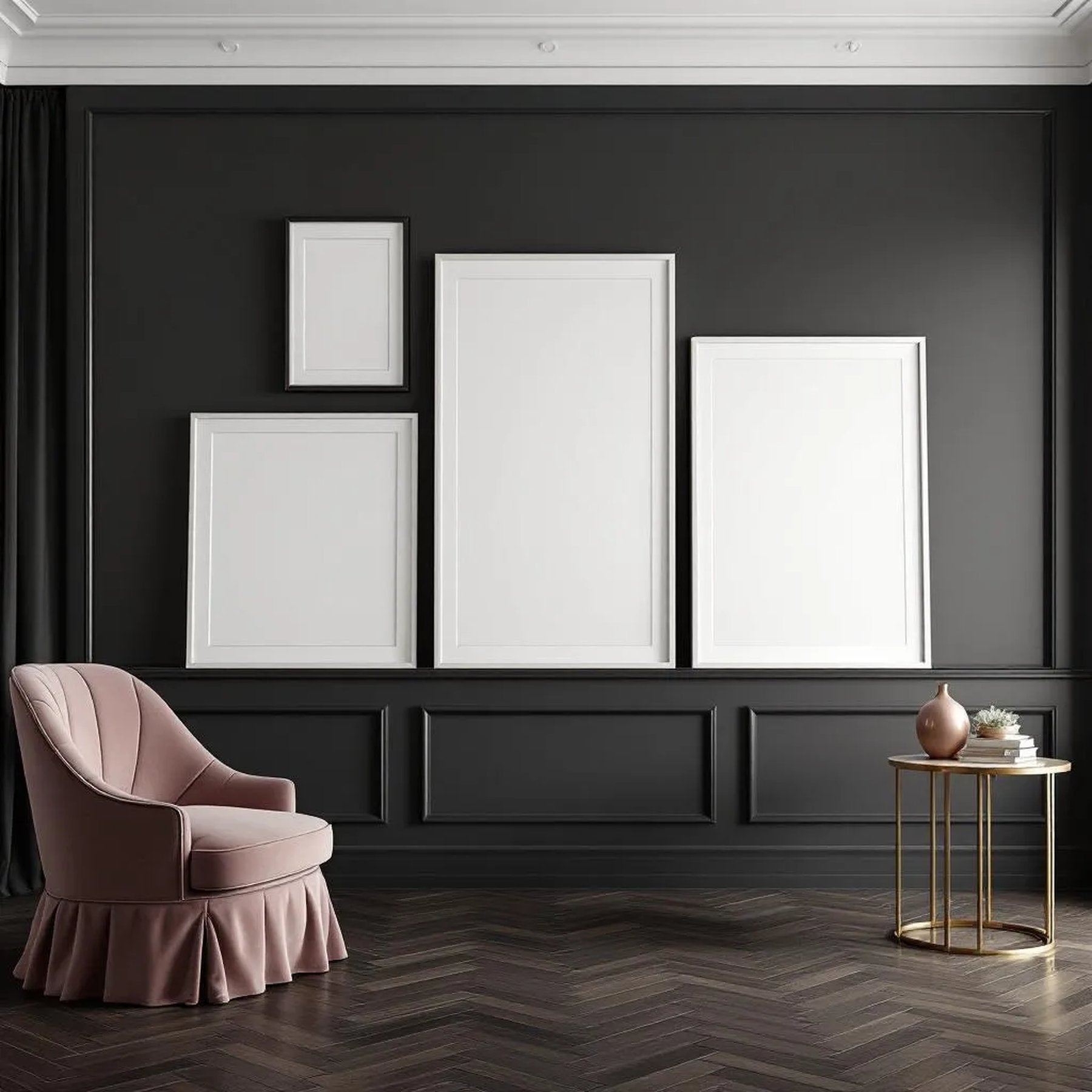 Art Deco Premium Interior Mockup — Plain Square Frame Square 1:1 — Perspective View — #04291 | MockupBulk