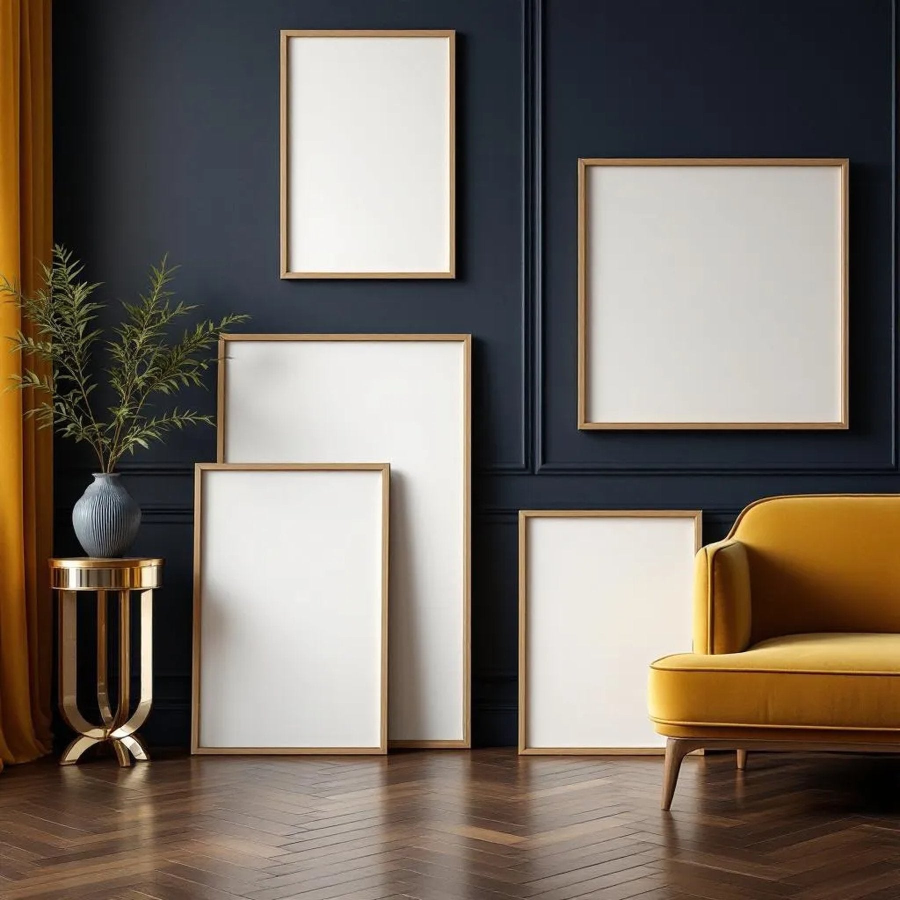 Art Deco High-Res Frame Mockup — Plain Square Frame Square 1:1 — Perspective View — #04292 | MockupBulk