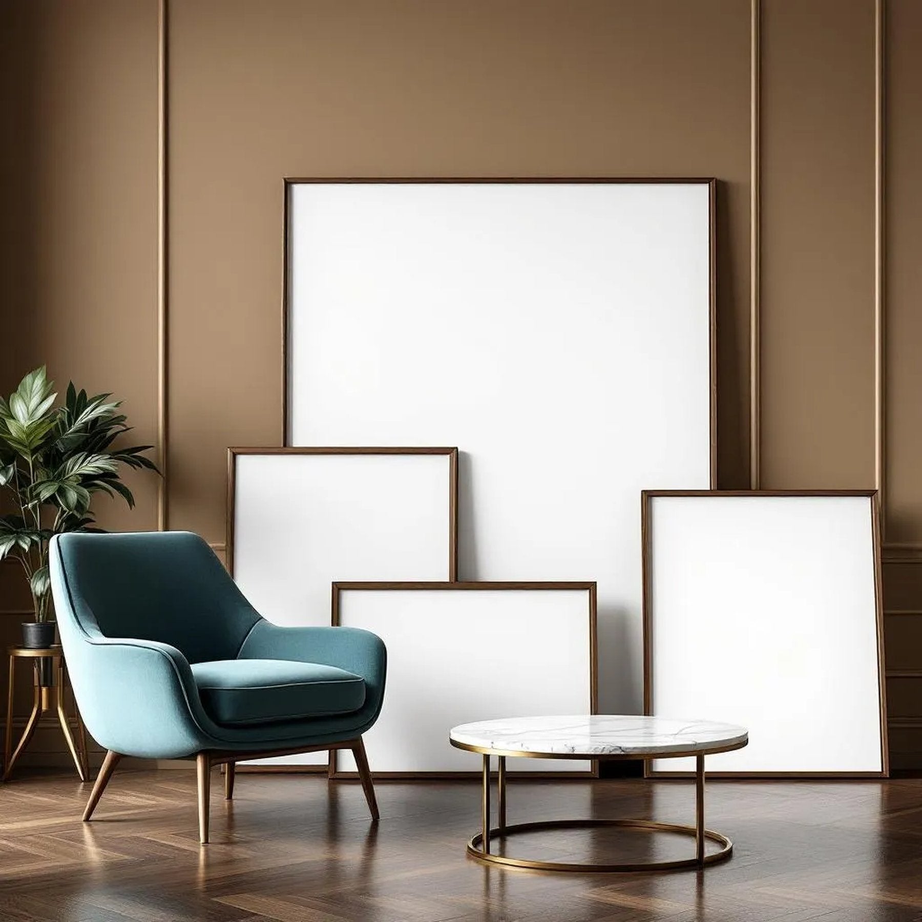 Art Deco Frame Display Mockup — Plain Square Frame Square 1:1 — Perspective View — #04293 | MockupBulk