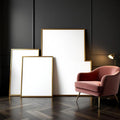 Art Deco Interior Frame Mockup — Plain Square Frame Square 1:1 — Perspective View — #04294 | MockupBulk