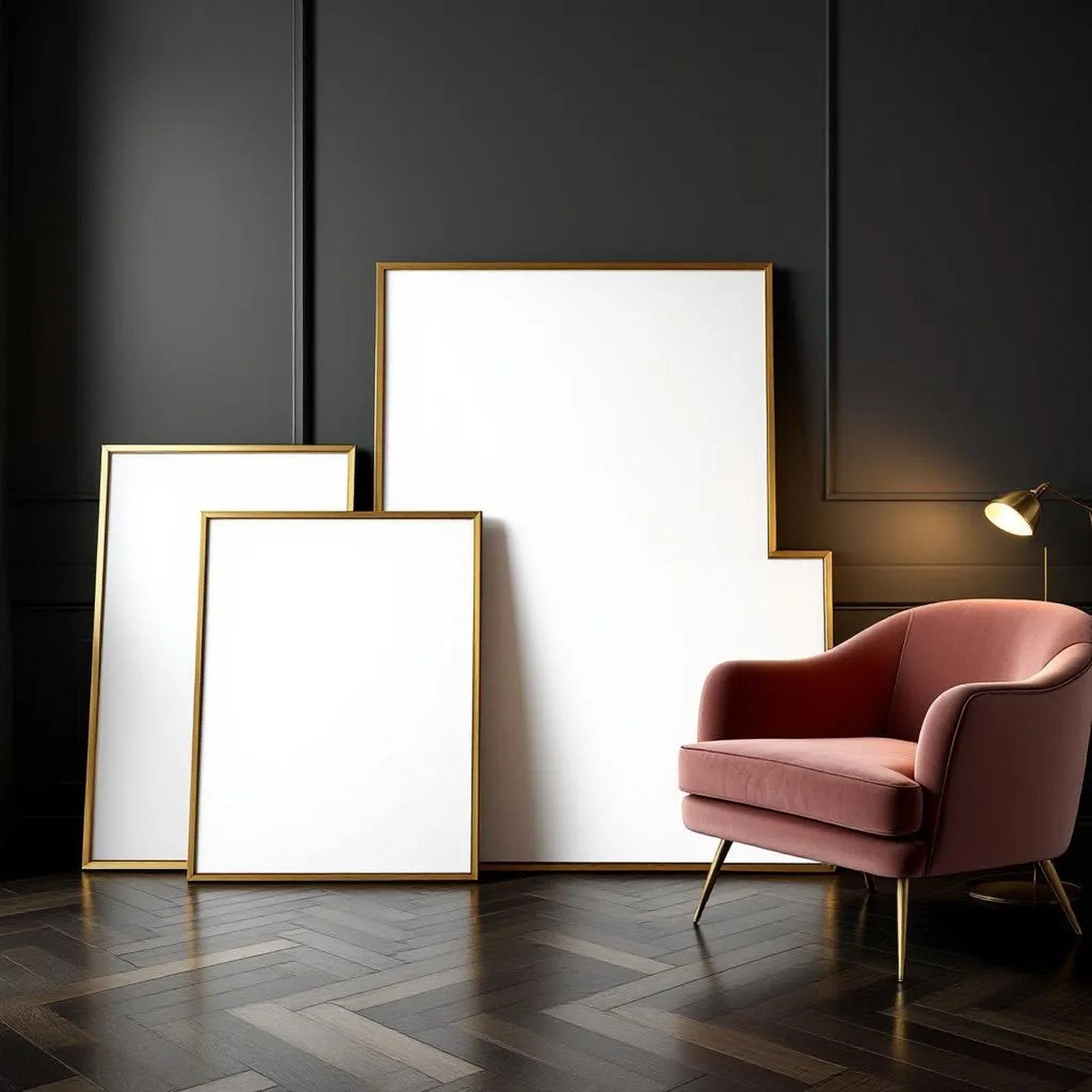 Art Deco Interior Frame Mockup — Plain Square Frame Square 1:1 — Perspective View — #04294 | MockupBulk