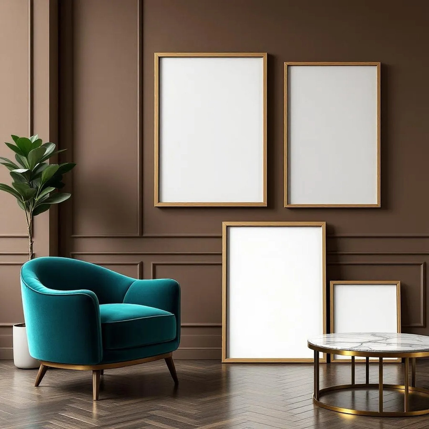 Art Deco Lifestyle Frame Mockup — Plain Square Frame Square 1:1 — Perspective View — #04296 | MockupBulk