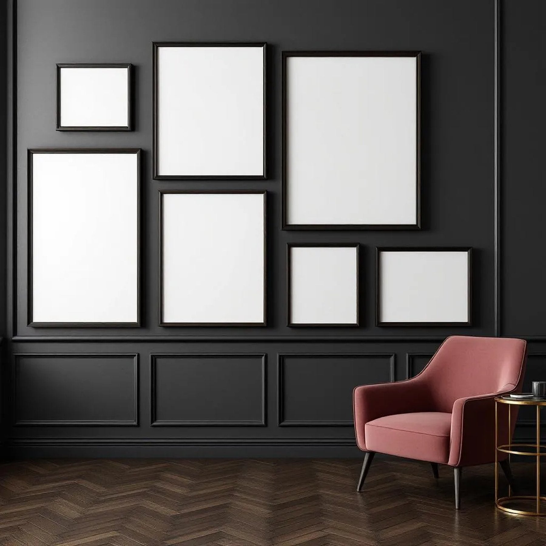 Art Deco Wall Art Mockup — Plain Square Frame Square 1:1 — Perspective View — #04297 | MockupBulk
