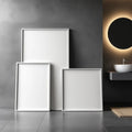 Spa Bathroom Professional Frame Mockup — Plain Square Frame Square 1:1 — Perspective View — #04379 | MockupBulk