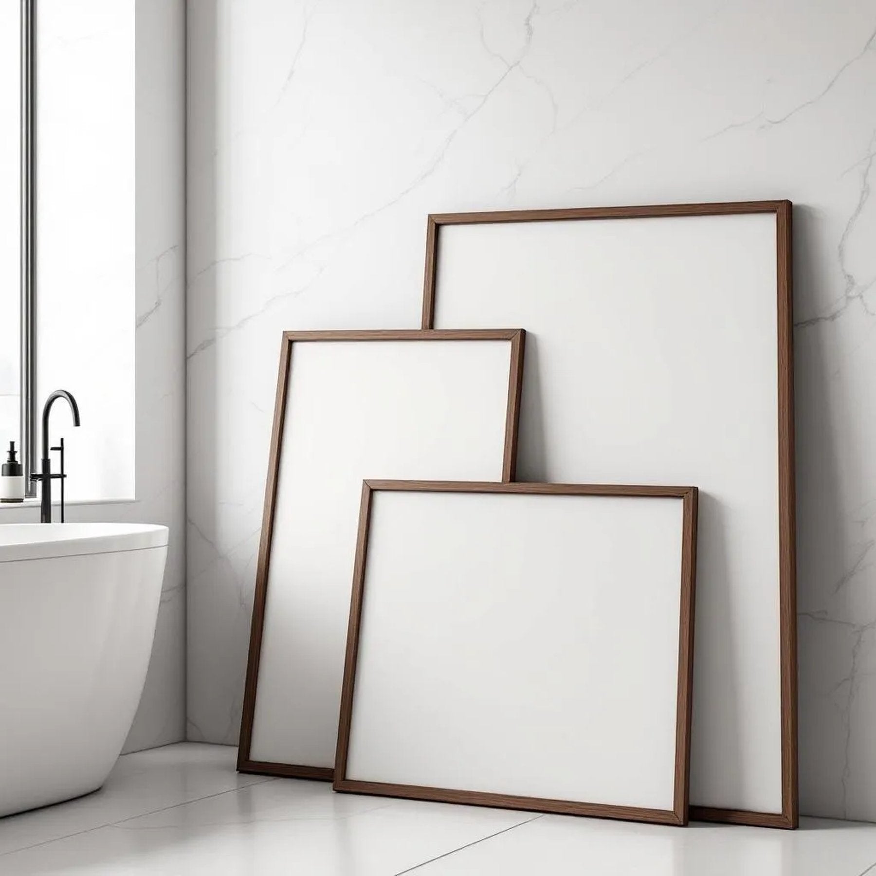 Spa Bathroom Premium Interior Mockup — Plain Square Frame Square 1:1 — Perspective View — #04381 | MockupBulk
