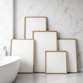 Spa Bathroom Editorial Room Mockup — Plain Square Frame Square 1:1 — Perspective View — #04384 | MockupBulk