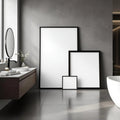 Spa Bathroom High-Res Frame Mockup — Plain Square Frame Square 1:1 — Perspective View — #04385 | MockupBulk