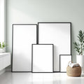 Spa Bathroom Lifestyle Frame Mockup — Plain Square Frame Square 1:1 — Perspective View — #04386 | MockupBulk