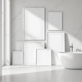 Spa Bathroom Styled Room Mockup — Plain Square Frame Square 1:1 — Perspective View — #04387 | MockupBulk