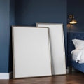 Dark Bedroom Editorial Room Mockup — Plain Square Frame Square 1:1 — Perspective View — #04279 | MockupBulk