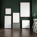 Dark Bedroom High-Res Frame Mockup — Plain Square Frame Square 1:1 — Perspective View — #04281 | MockupBulk