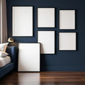 Dark Bedroom Lifestyle Frame Mockup — Plain Square Frame Square 1:1 — Perspective View — #04282 | MockupBulk