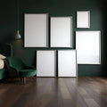 Dark Bedroom Wall Art Mockup — Plain Square Frame Square 1:1 — Perspective View — #04287 | MockupBulk