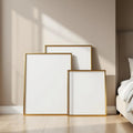 White Bedroom Interior Frame Mockup — Plain Square Frame Square 1:1 — Perspective View — #04270 | MockupBulk