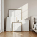 White Bedroom Professional Frame Mockup — Plain Square Frame Square 1:1 — Perspective View — #04271 | MockupBulk