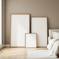 White Bedroom Room Scene Mockup — Plain Square Frame Square 1:1 — Perspective View — #04276 | MockupBulk