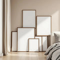White Bedroom Professional Frame Mockup — Plain Square Frame Square 1:1 — Perspective View — #04277 | MockupBulk
