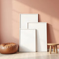 Boho Living Room Premium Interior Mockup — Plain Square Frame Square 1:1 — Perspective View — #04419 | MockupBulk