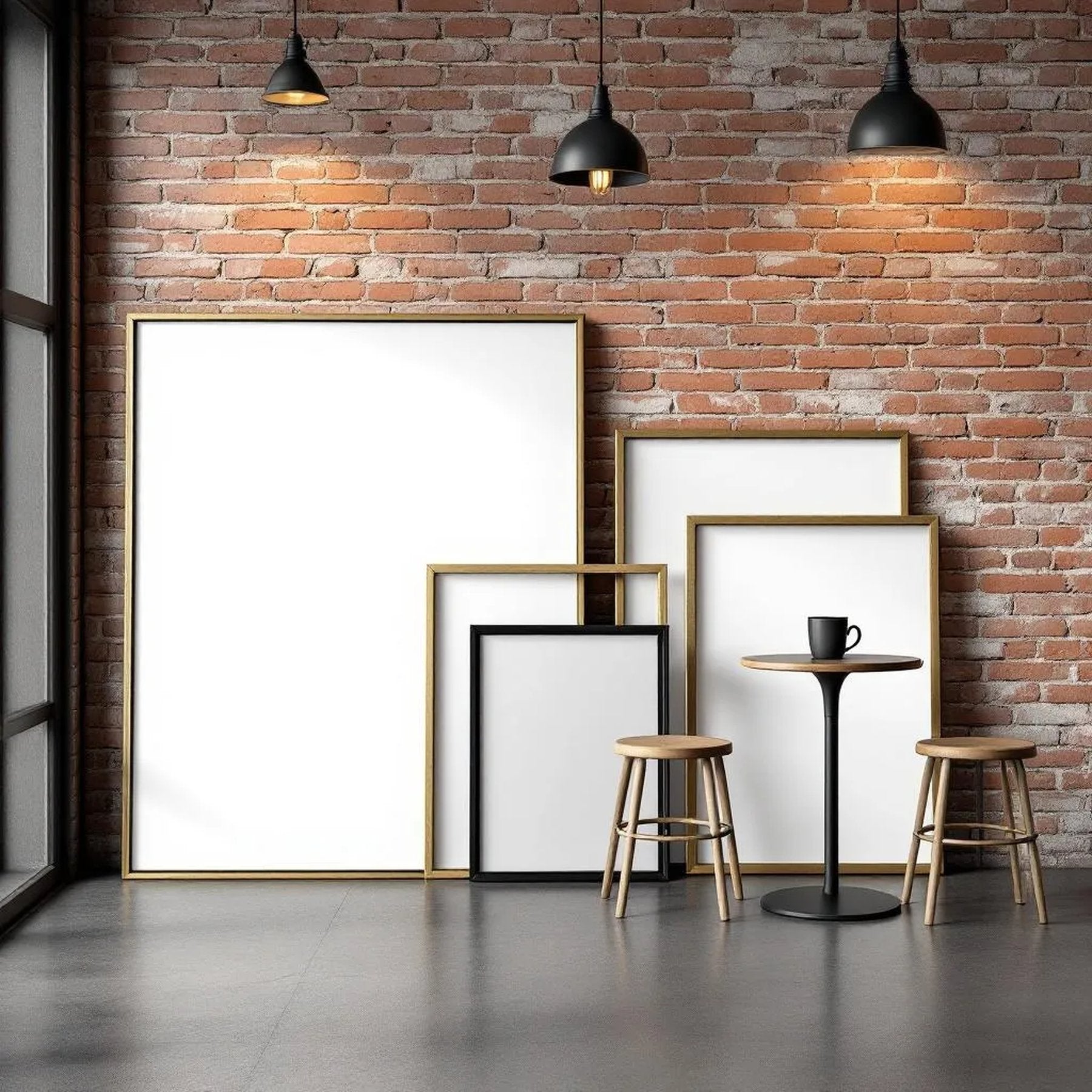 Cafe & Bar Wall Art Mockup — Plain Square Frame Square 1:1 — Perspective View — #04390 | MockupBulk