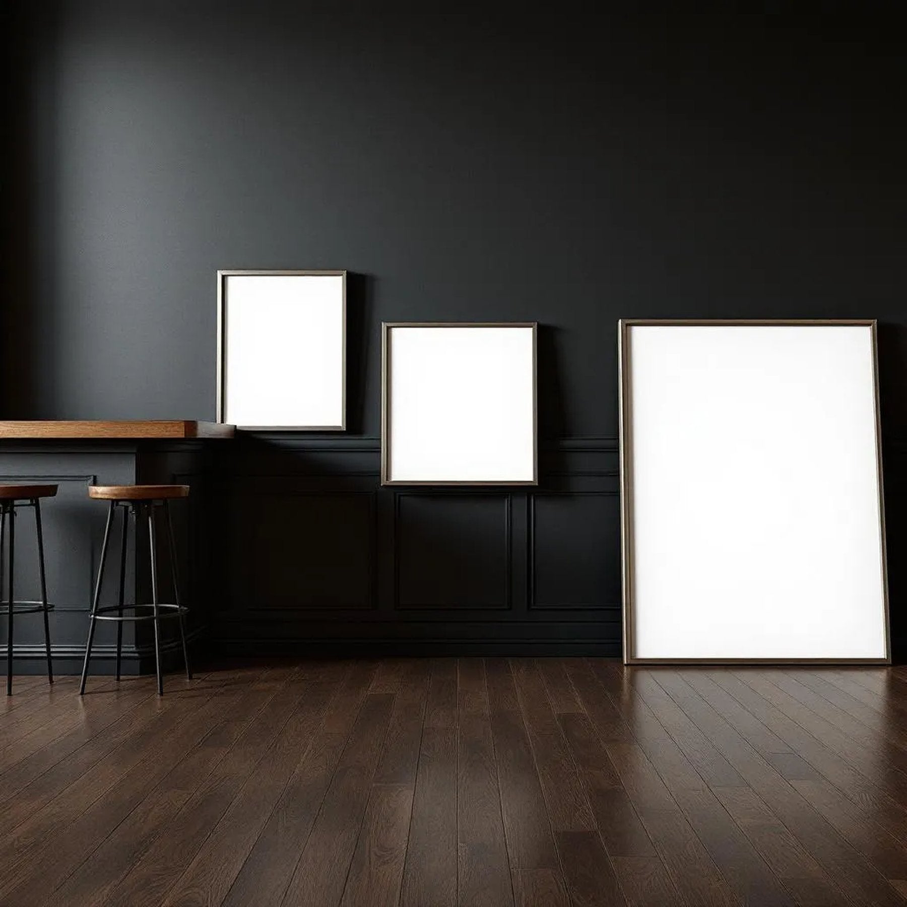 Cafe & Bar Editorial Room Mockup — Plain Square Frame Square 1:1 — Perspective View — #04391 | MockupBulk
