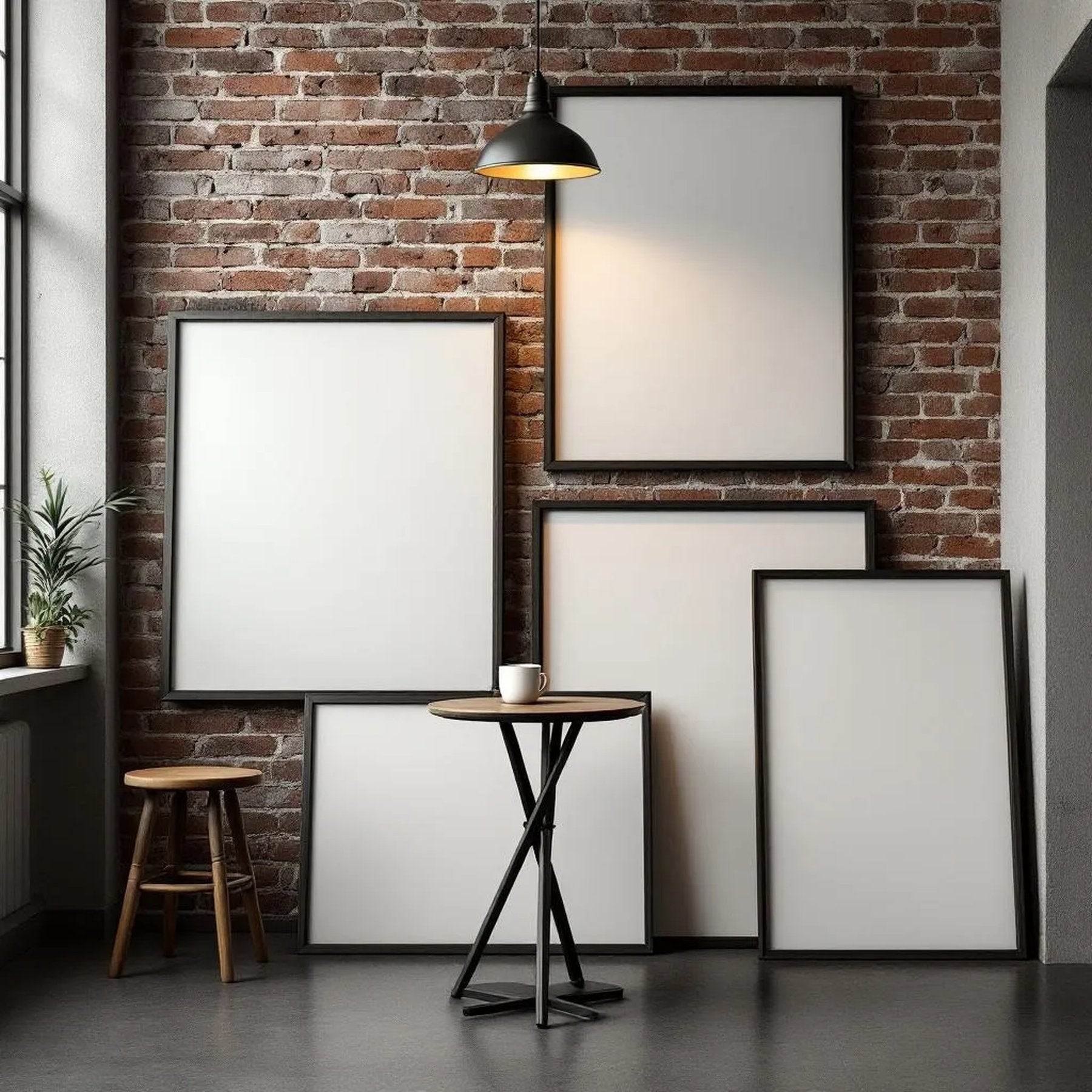 Cafe & Bar Room Scene Mockup — Plain Square Frame Square 1:1 — Perspective View — #04393 | MockupBulk
