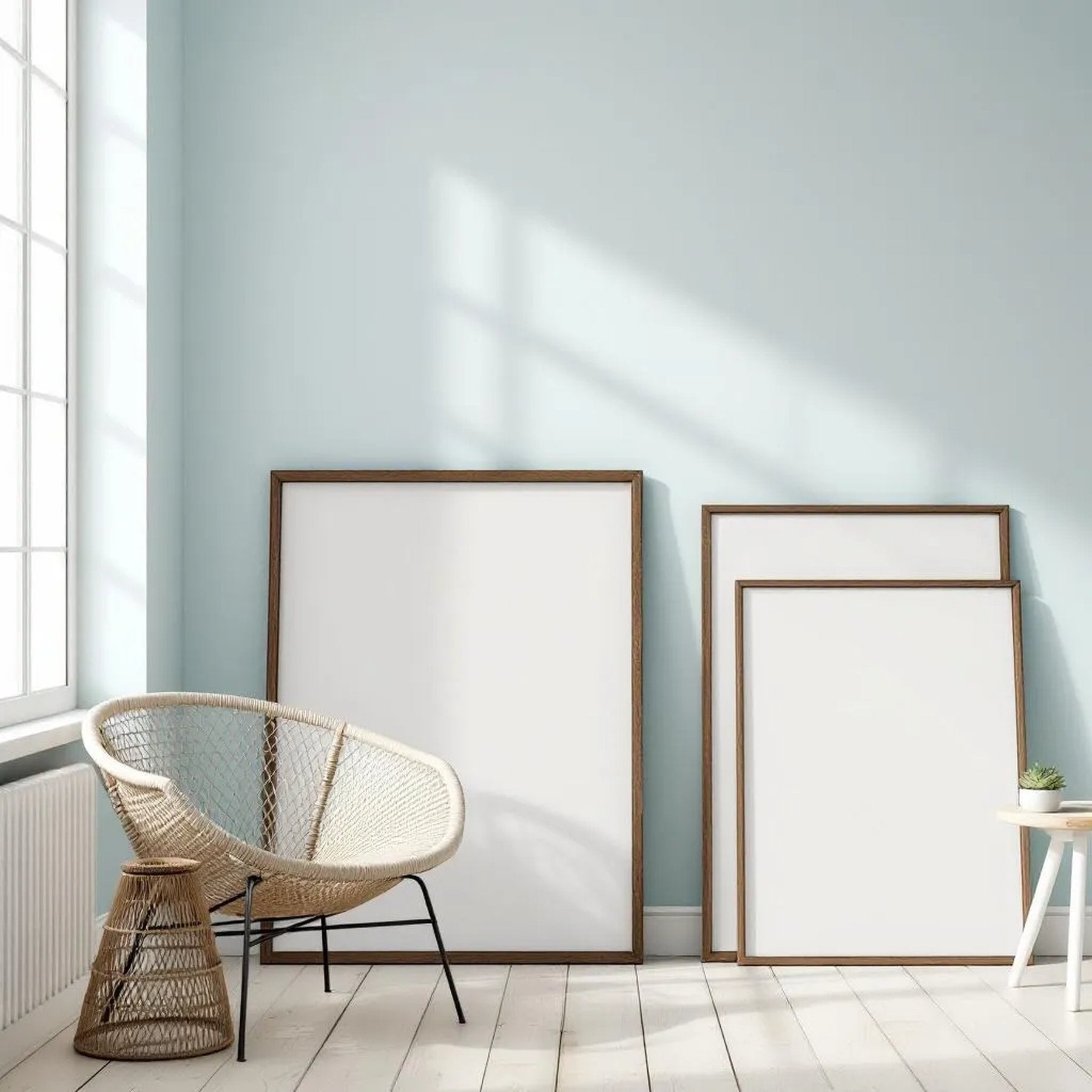 Coastal Wall Art Mockup — Plain Square Frame Square 1:1 — Perspective View — #04313 | MockupBulk