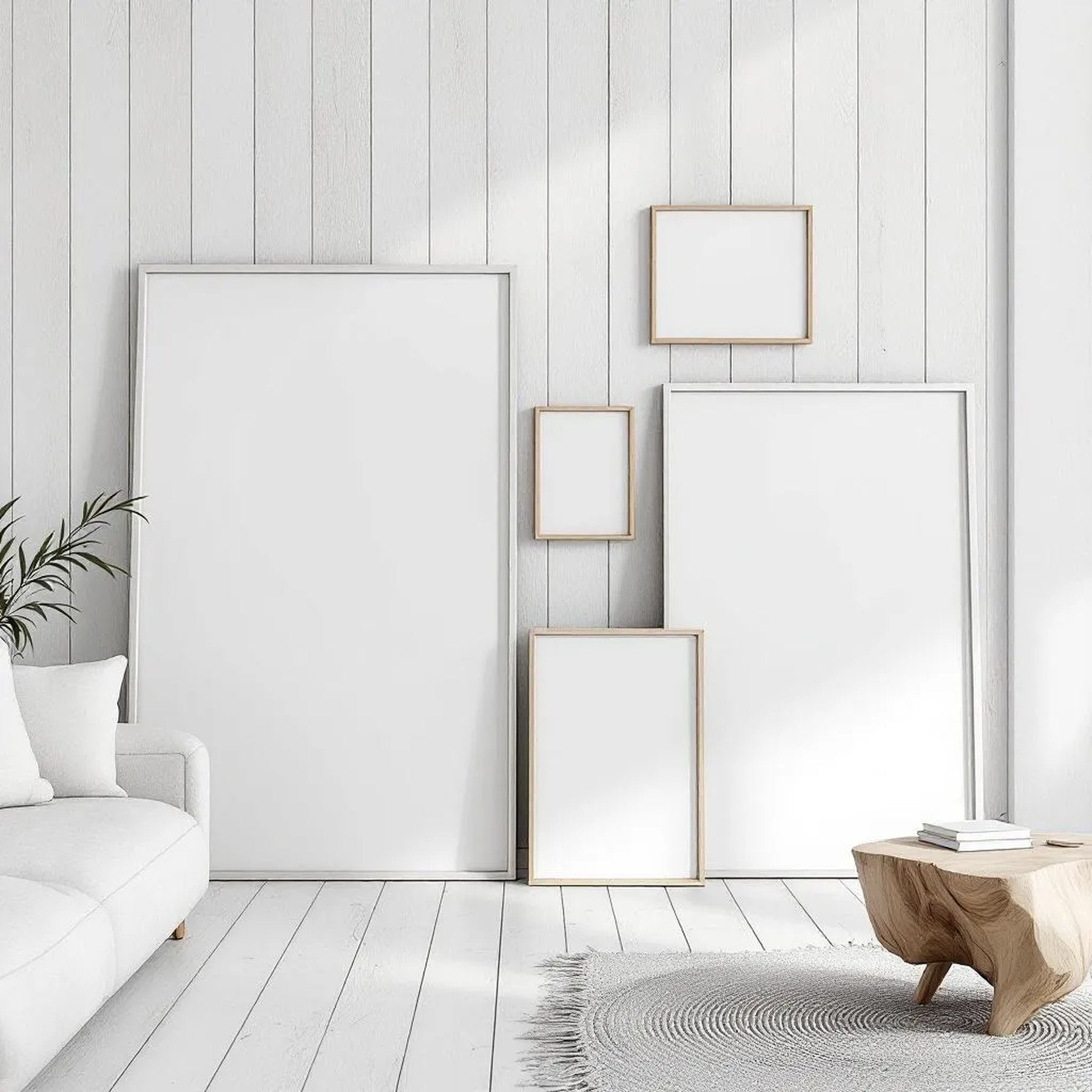 Coastal Wall Art Mockup — Plain Square Frame Square 1:1 — Perspective View — #04315 | MockupBulk