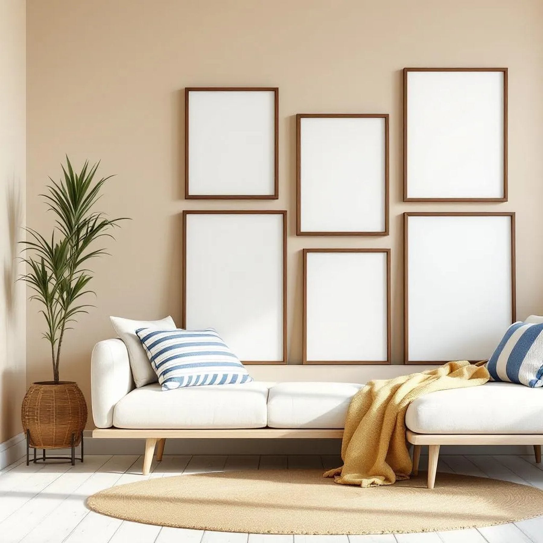 Coastal Wall Art Mockup — Plain Square Frame Square 1:1 — Perspective View — #04317 | MockupBulk