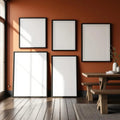 Dining Room High-Res Frame Mockup — Plain Square Frame Square 1:1 — Perspective View — #04362 | MockupBulk