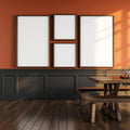 Dining Room Wall Art Mockup — Plain Square Frame Square 1:1 — Perspective View — #04365 | MockupBulk