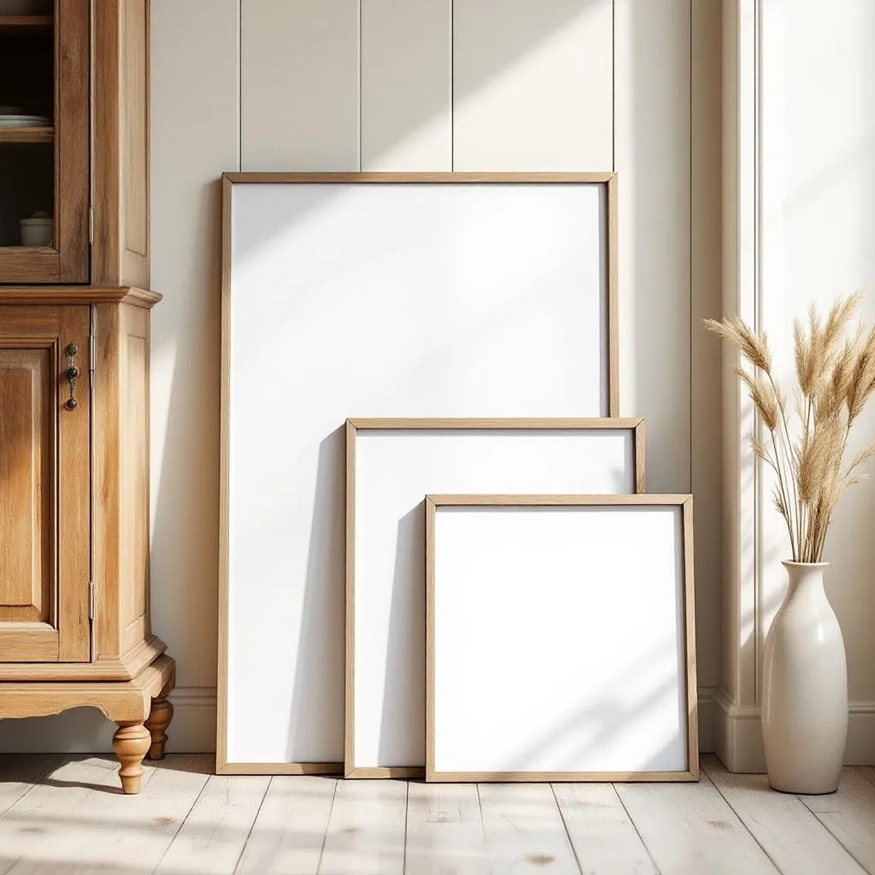 Farmhouse Premium Interior Mockup — Plain Square Frame Square 1:1 — Perspective View — #04439 | MockupBulk